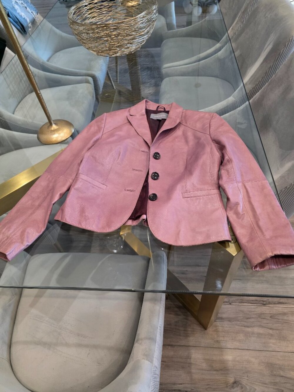 Real Leather Pink Jacket